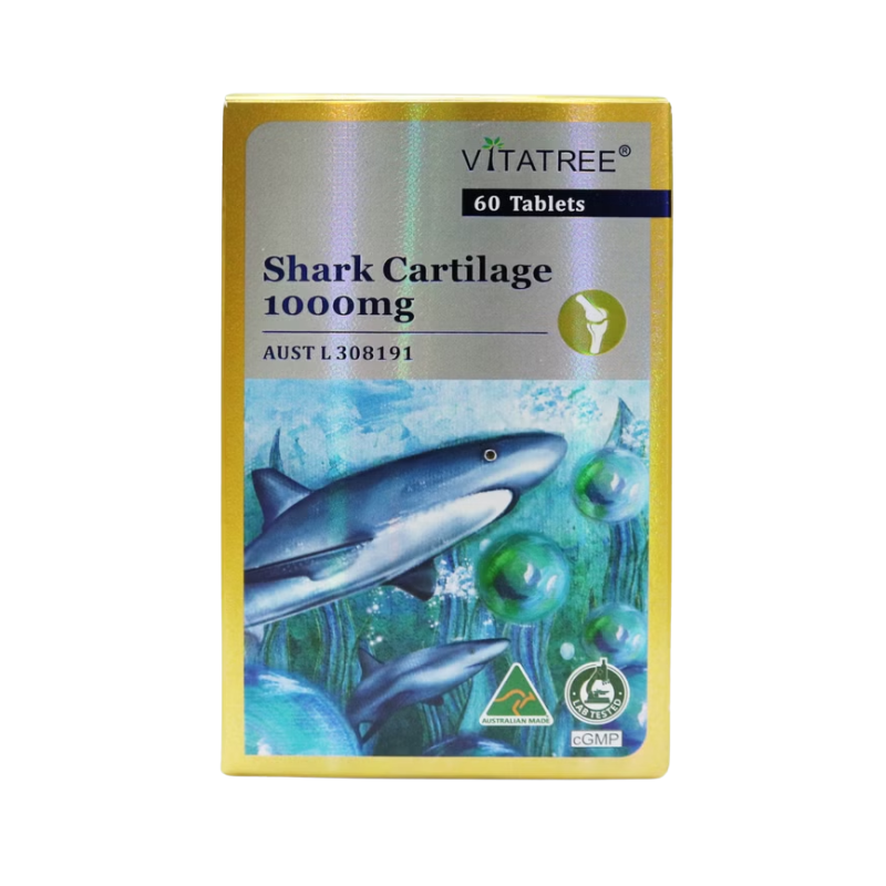 Vitatree Shark Cartilage 1000mg 60 Tablets premium Australian shark cartilage supplement in tablet form.