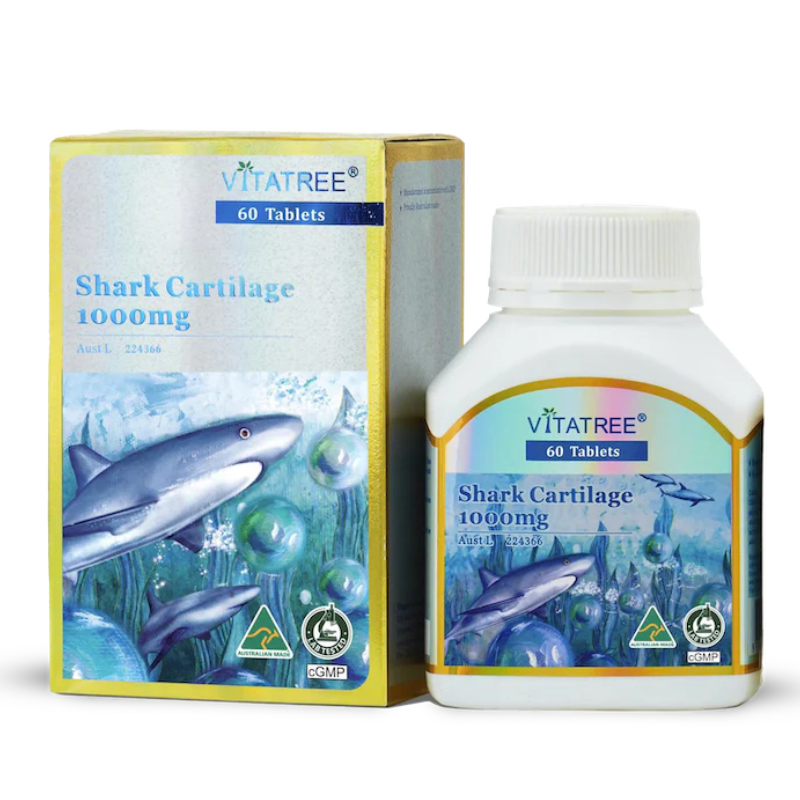Vitatree Shark Cartilage 1000mg 60 Tablets premium Australian shark cartilage supplement in tablet form.