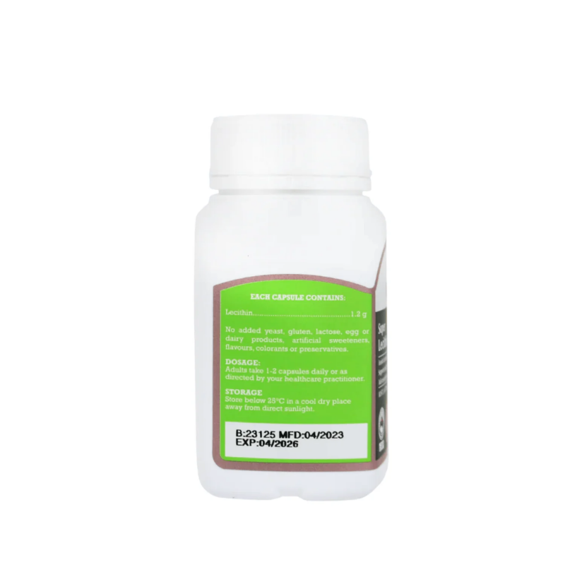Vitatree Super Lecithin 1200mg 60 capsules dietary supplement supporting liver health, brain function, and fat metabolism with soy-derived lecithin and choline.