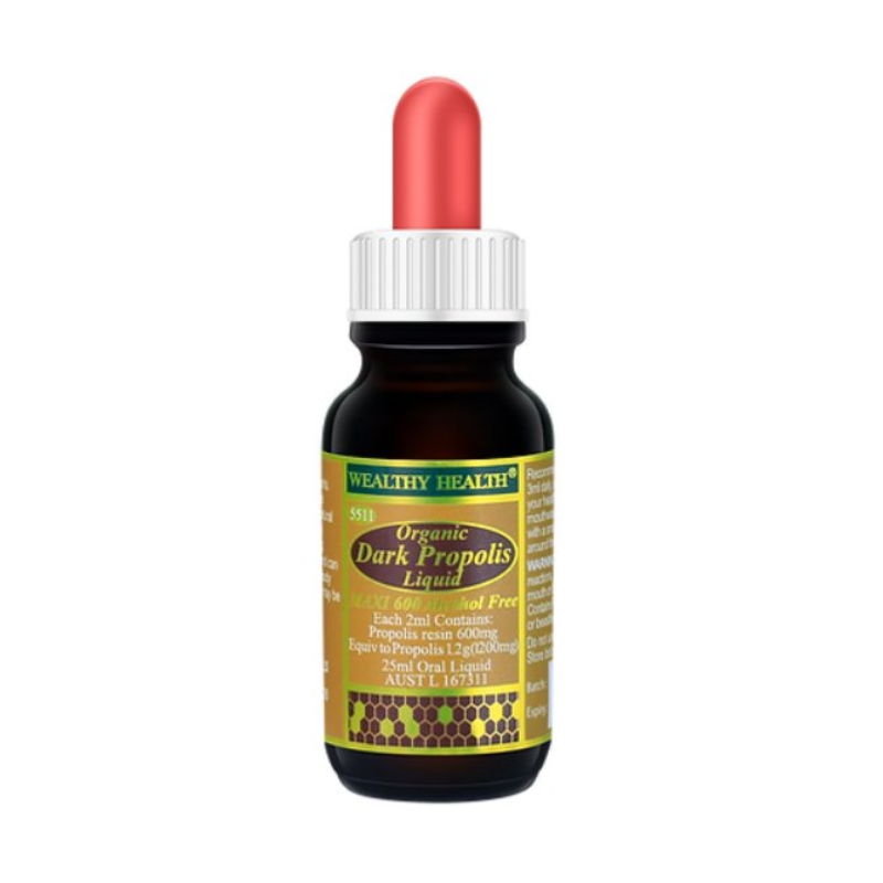 Wealthy Health Dark Propolis Liquid 25ml premium Australian propolis extract supporting immune health and daily wellbeing in an easy-to-use liquid formula.