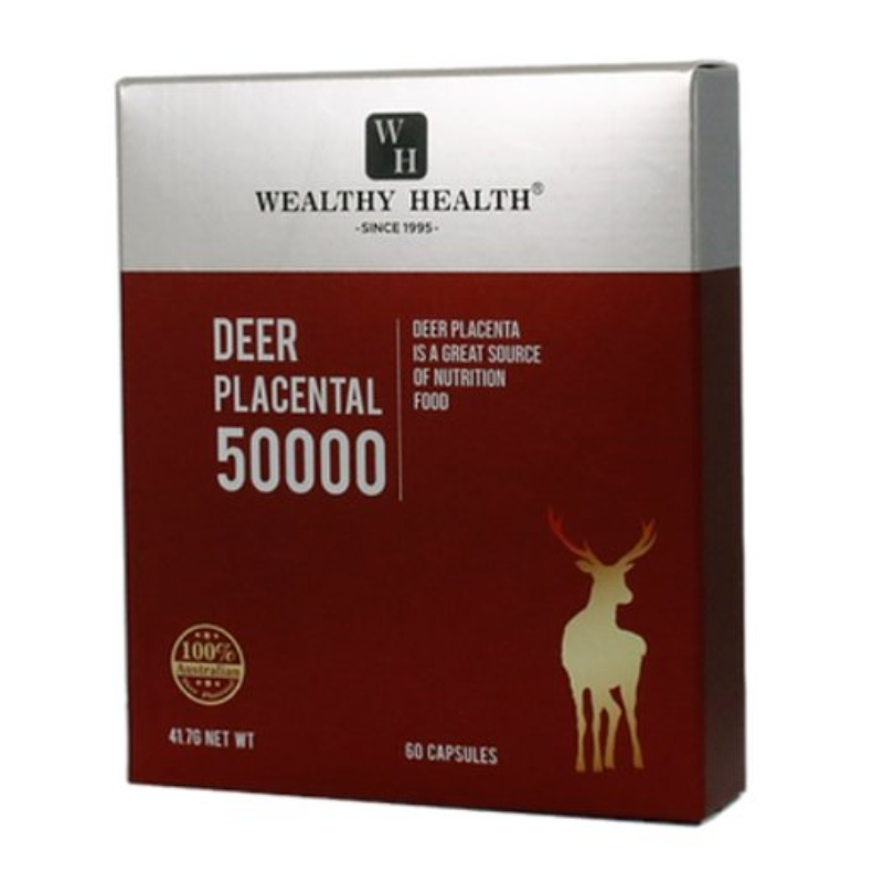 Wealthy Health Deer Placental 50000 60 Capsules Australian deer placenta supplement supporting healthy ageing, skin vitality, and overall wellbeing.