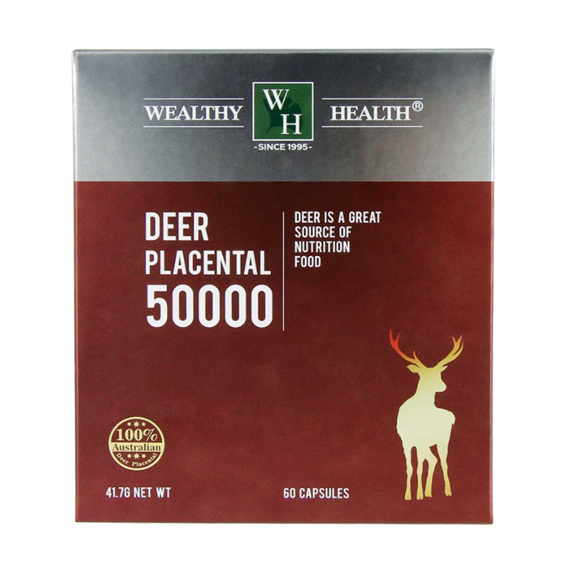 Wealthy Health Deer Placental 50000 60 Capsules Australian deer placenta supplement supporting healthy ageing, skin vitality, and overall wellbeing.