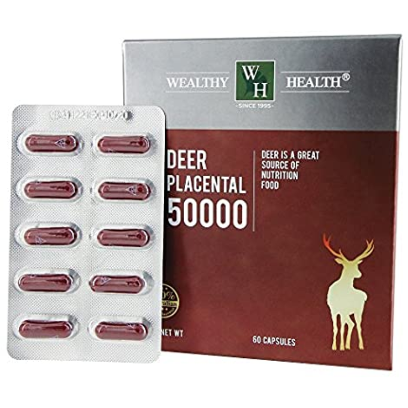 Wealthy Health Deer Placental 50000 60 Capsules Australian deer placenta supplement supporting healthy ageing, skin vitality, and overall wellbeing.