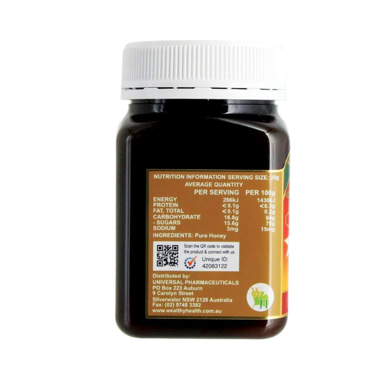 Wealthy Health Eucalyptus Organic Honey 500g premium Australian organic eucalyptus honey with a rich natural flavour for everyday enjoyment.