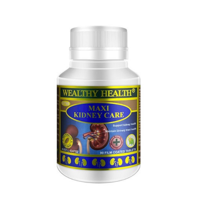 Wealthy Health Maxi Kidney Care 90 Tablets premium Australian herbal dietary supplement with selected botanical ingredients in an easy-to-take tablet format.