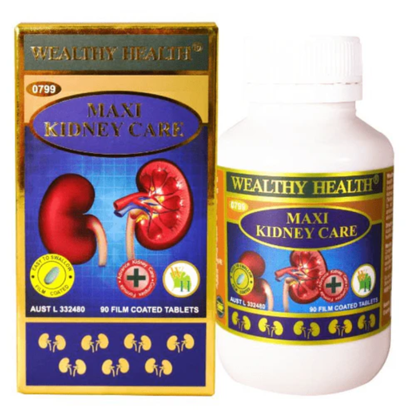 Wealthy Health Maxi Kidney Care 90 Tablets premium Australian herbal dietary supplement with selected botanical ingredients in an easy-to-take tablet format.