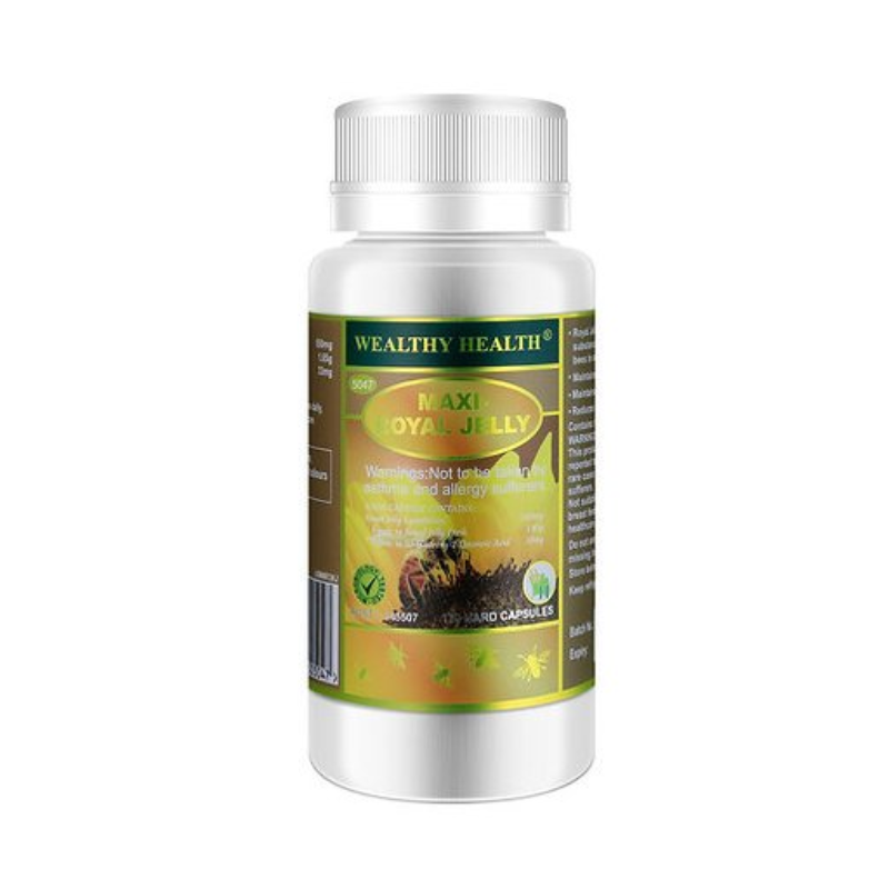 Wealthy Health Maxi Royal Jelly 120 Capsules premium Australian royal jelly dietary supplement in easy-to-swallow capsules.