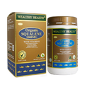 Wealthy Health Organic Squalene 1000mg with Vitamin E 365 Capsules premium Australian dietary supplement with organic squalene and vitamin E in soft capsules.