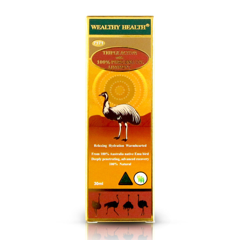Wealthy Health Triple Active with 100% Pure Emu Oil Liniment 30ml premium Australian topical emu oil liniment for external use.