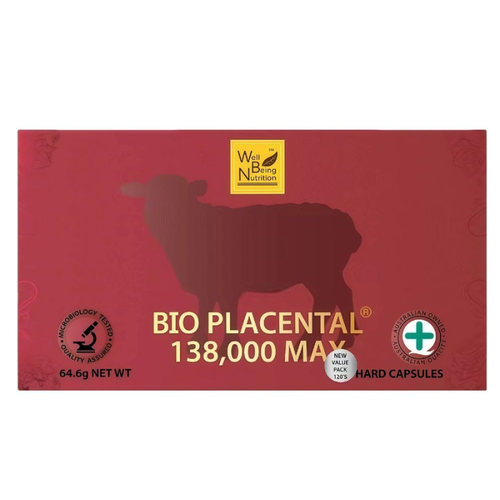 Well Being Nutrition Bio Placental 138000 Max 120 Capsules premium Australian sheep placenta dietary supplement in an easy-to-take capsule format.