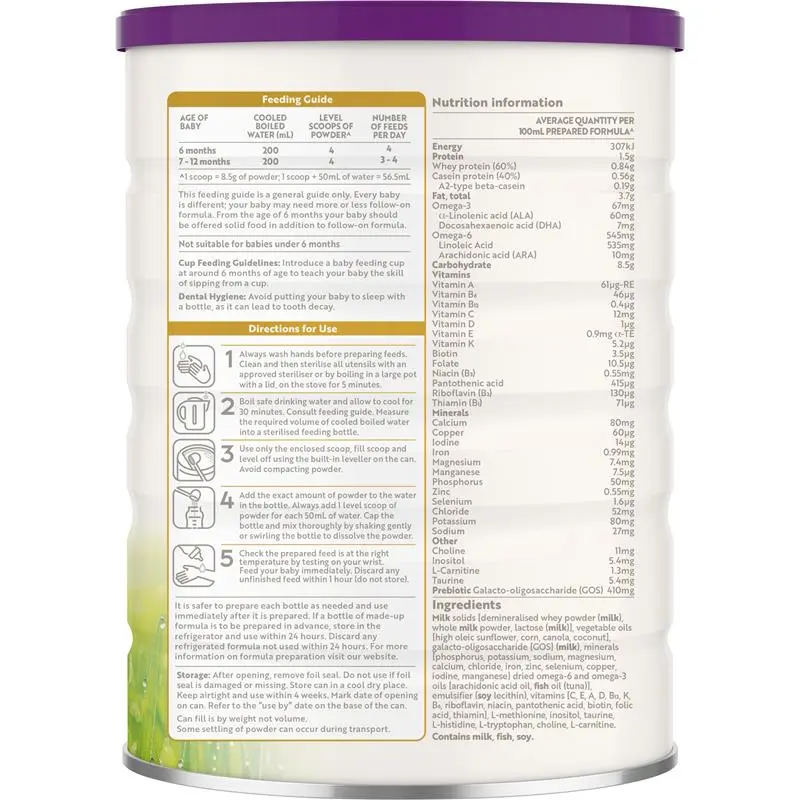 a2 Gentle Gold Premium Follow-On Formula Stage 2 (6–12 Months) 800g Australian follow-on infant formula milk powder