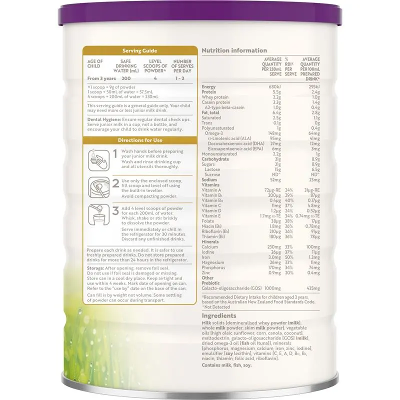 a2 Gentle Gold Premium Junior Milk Drink Stage 4 (Beyond 3 Years) 800g Australian junior milk powder