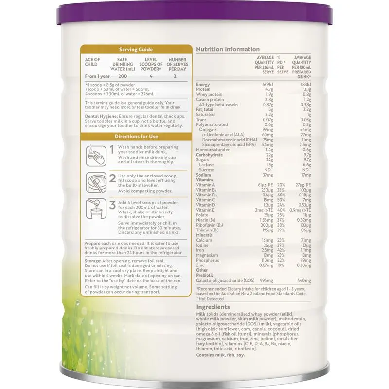 a2 Gentle Gold Premium Toddler Milk Drink Stage 3 (1–3 Years) 800g Australian toddler milk powder