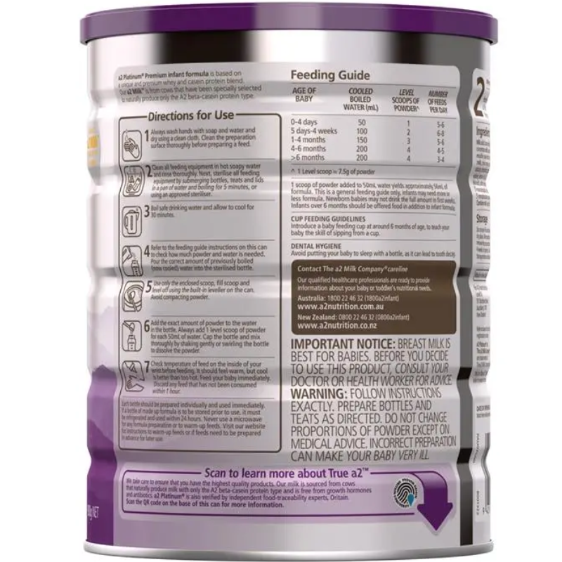 a2 Platinum Premium Infant Formula Stage 1 (0–6 Months) 900g Australian infant formula milk powder