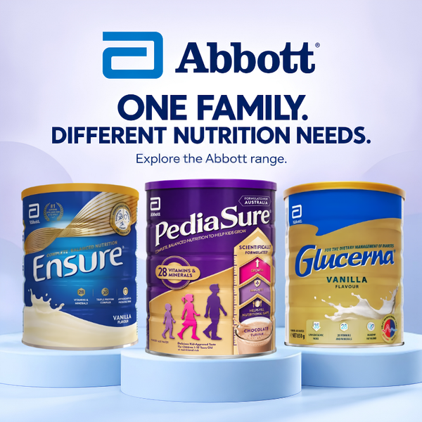 Abbott nutrition products range including Ensure, PediaSure, and Glucerna available at Ozan Warehouse