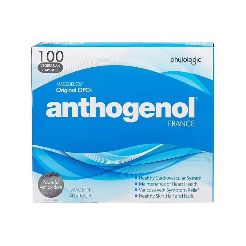 Anthogenol 100 Capsules Australian dietary supplement with grape seed extract and vitamin C