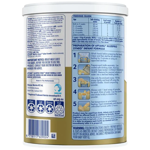 Aptamil AllerPro Syneo 1 Premium Infant Formula From Birth to 6 Months 900g Australian baby formula milk powder