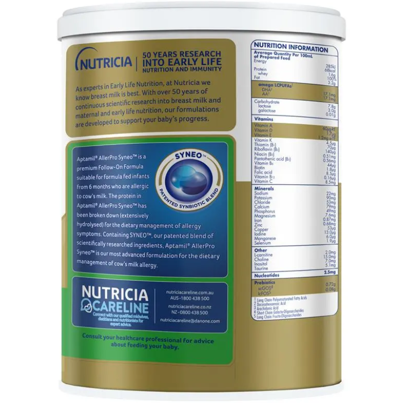 Aptamil AllerPro Syneo 2 Premium Follow-On Formula 6–12 Months 900g Australian baby formula milk powder