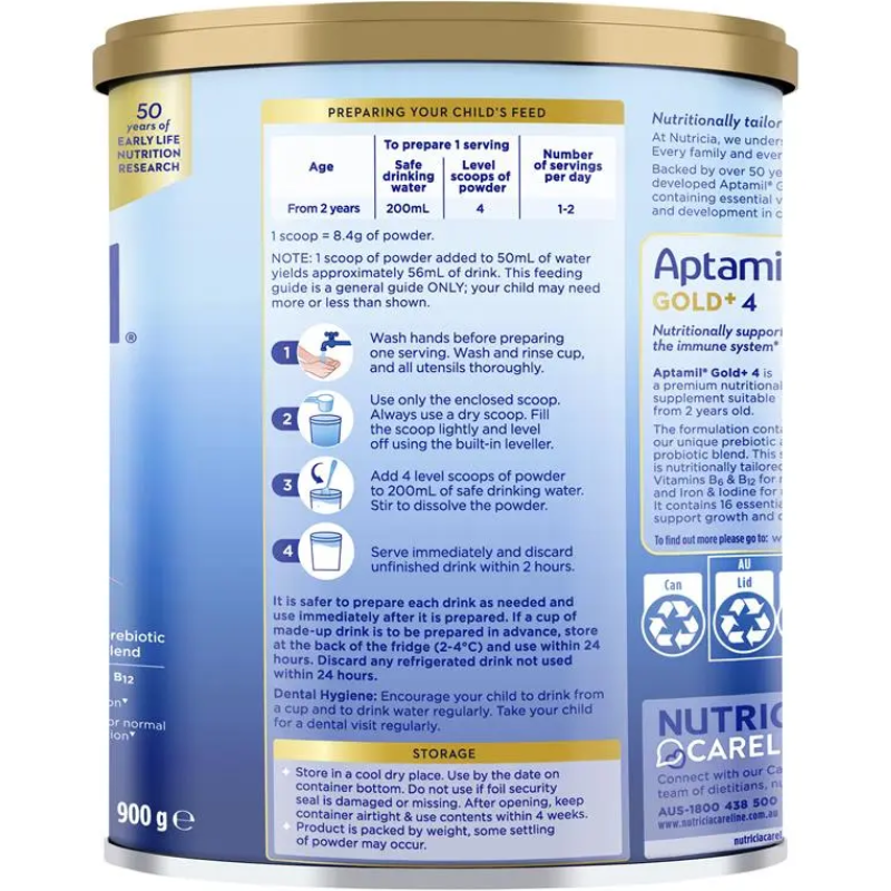 Aptamil Gold+ 4 Junior Nutritional Supplement Milk Drink From 2 Years 900g Australian toddler milk powder