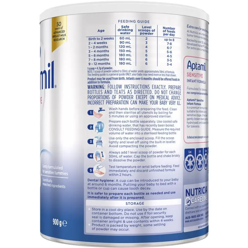 Aptamil Prosyneo Sensitive Infant Formula 0–12 Months 900g Australian infant formula milk powder