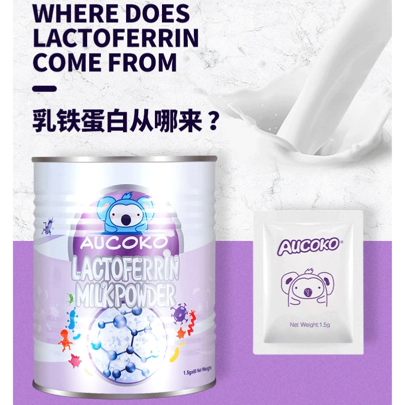 Aucoko Lactoferrin Milk Powder 1.5g x 60 Sachets Purple dietary supplement