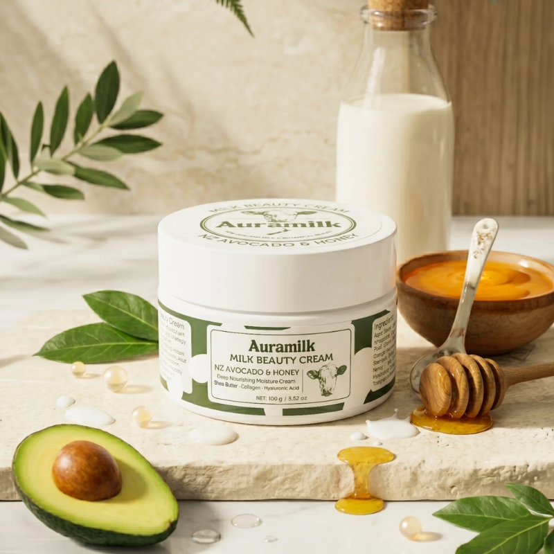 Auramilk Milk Beauty Cream Deep Nourishing & Repair NZ Avocado & Honey 100g