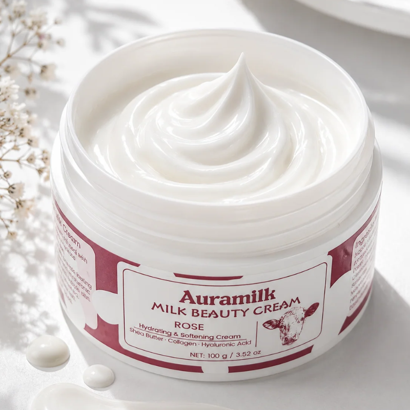 Auramilk Rose Milk Beauty Cream 100g with Rose Extract and Milk