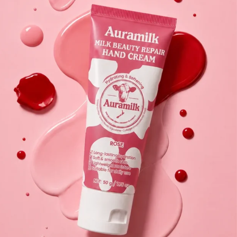 Auramilk Rose Milk Beauty Repair Hand Cream 50g with Rose Extract and Milk