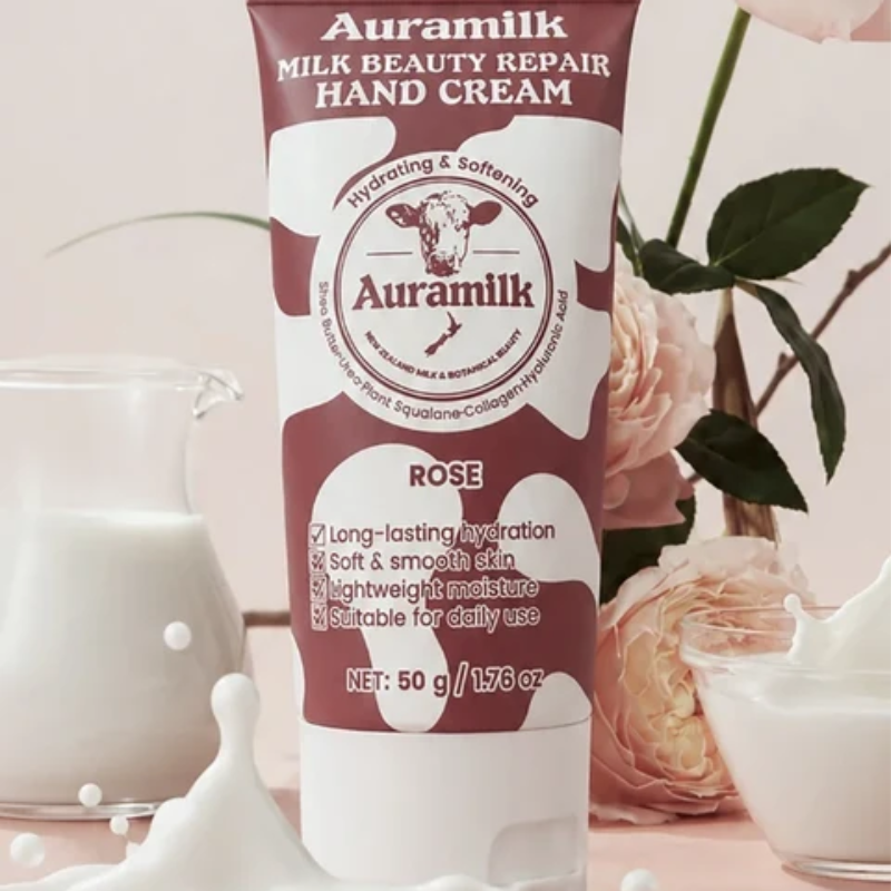 Auramilk Rose Milk Beauty Repair Hand Cream 50g with Rose Extract and Milk