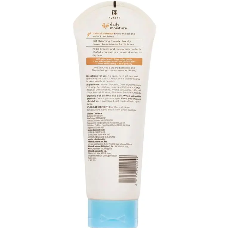 Aveeno Baby Daily Moisture Fragrance Free Lotion 227g gentle daily moisturising lotion for baby skin