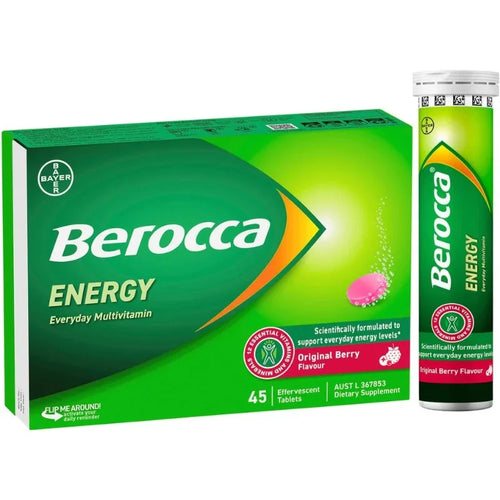 Bayer Berocca Berry New Formula 45 Effervescent Tablets multivitamin supplement with berry flavour