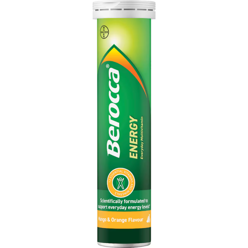 Bayer Berocca Mango & Orange New Formula 45 Effervescent Tablets multivitamin supplement