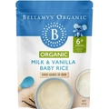 Bellamy's Organic Milk & Vanilla Baby Rice Cereal 125g certified organic baby cereal suitable for babies from 6 months