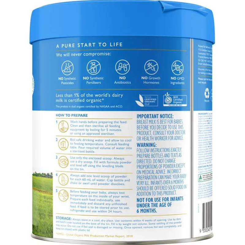 Bellamy's Organic Follow-on Formula Step 2 New 800g certified organic follow-on milk formula for babies 6 to 12 months