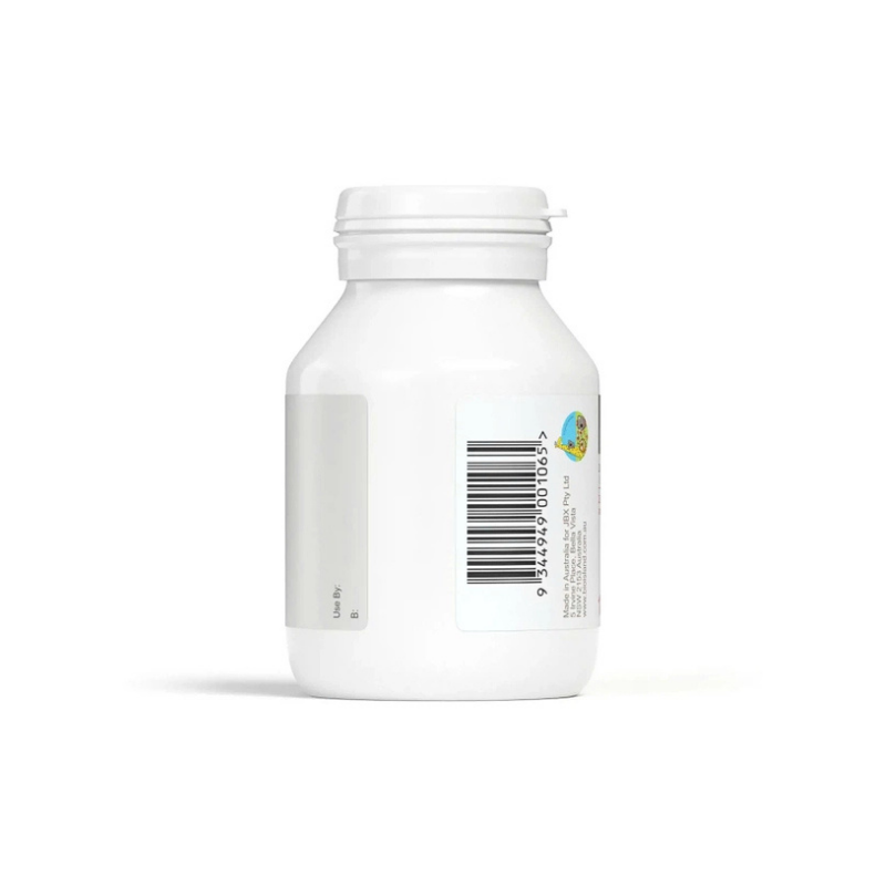 Back side and barcode details of Bio Island Zinc for Kids 120 tablets bottle