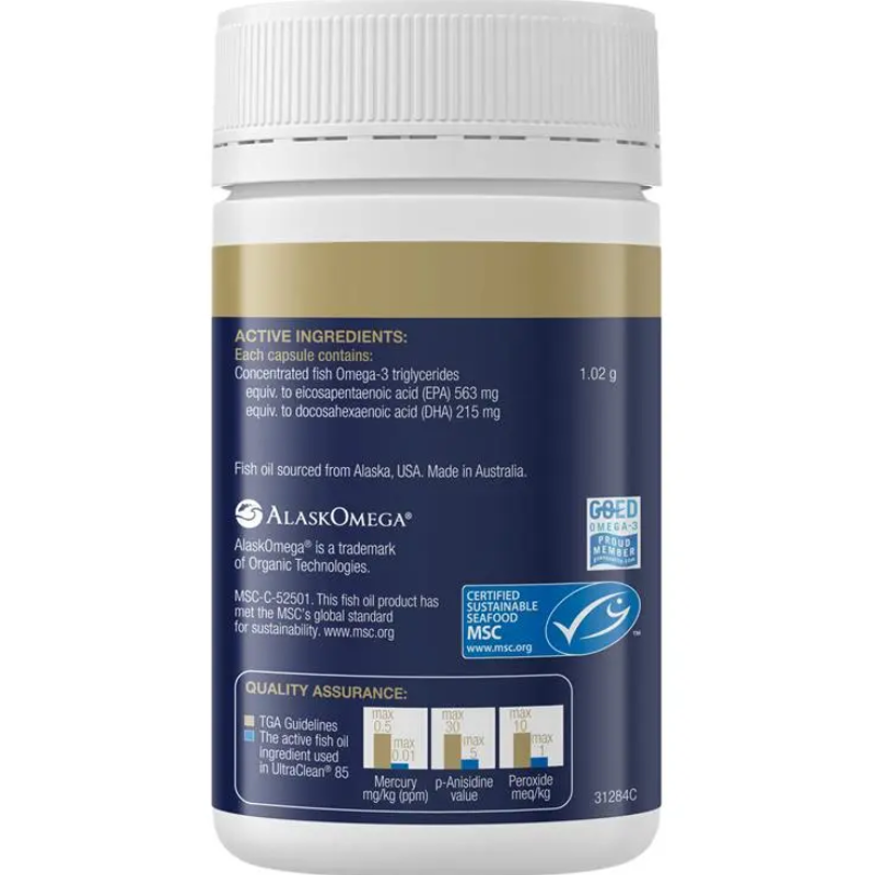 BioCeuticals UltraClean 85 120 Soft Capsules high strength omega-3 fish oil dietary supplement for adults