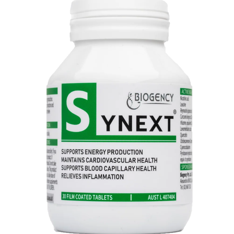 Biogency Synext 30 Tablets dietary supplement with Vitamin B3 CoQ10 and botanical ingredients for adults