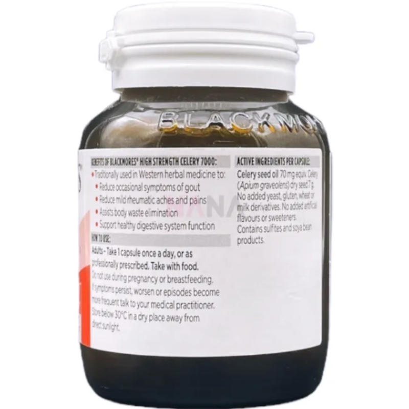 Blackmores High Strength Celery 7000 40 Capsules herbal dietary supplement containing celery seed extract