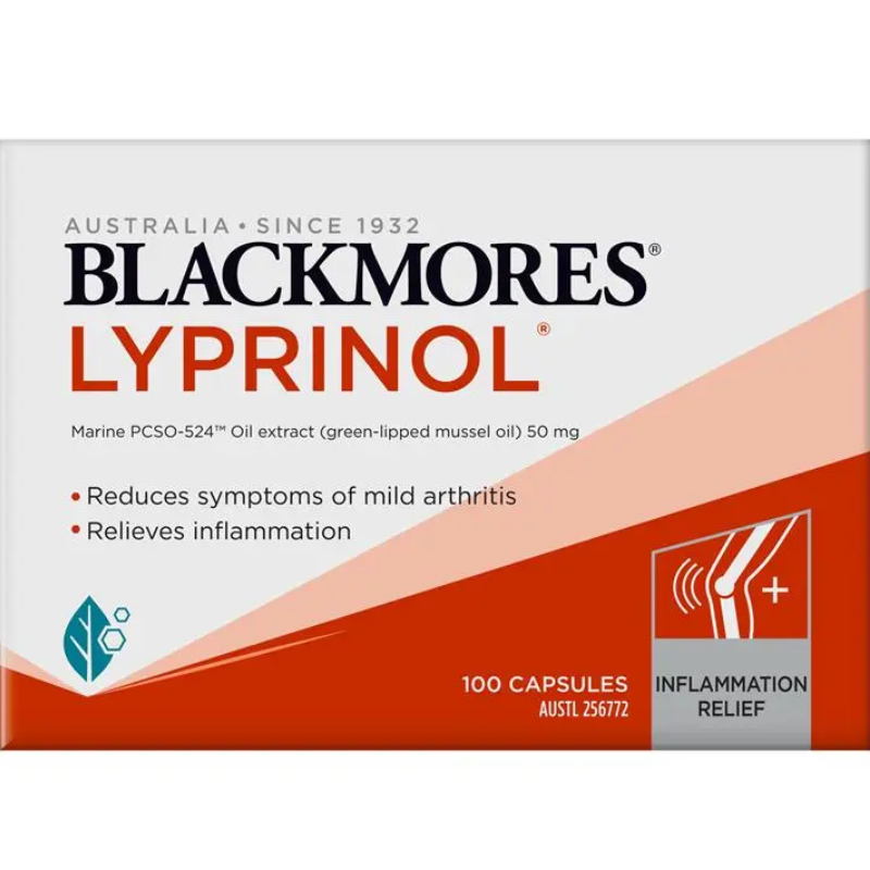 Blackmores Lyprinol 100 Soft Capsules marine based dietary supplement with New Zealand green lipped mussel oil extract