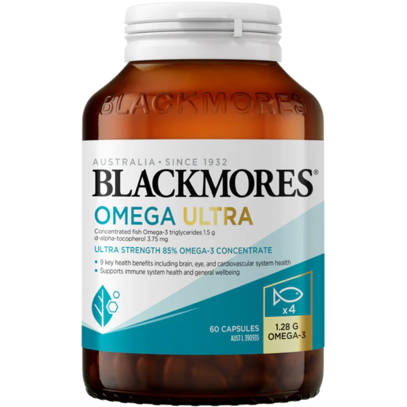 Blackmores Omega Ultra 60 Capsules high strength omega-3 fish oil dietary supplement with EPA and DHA