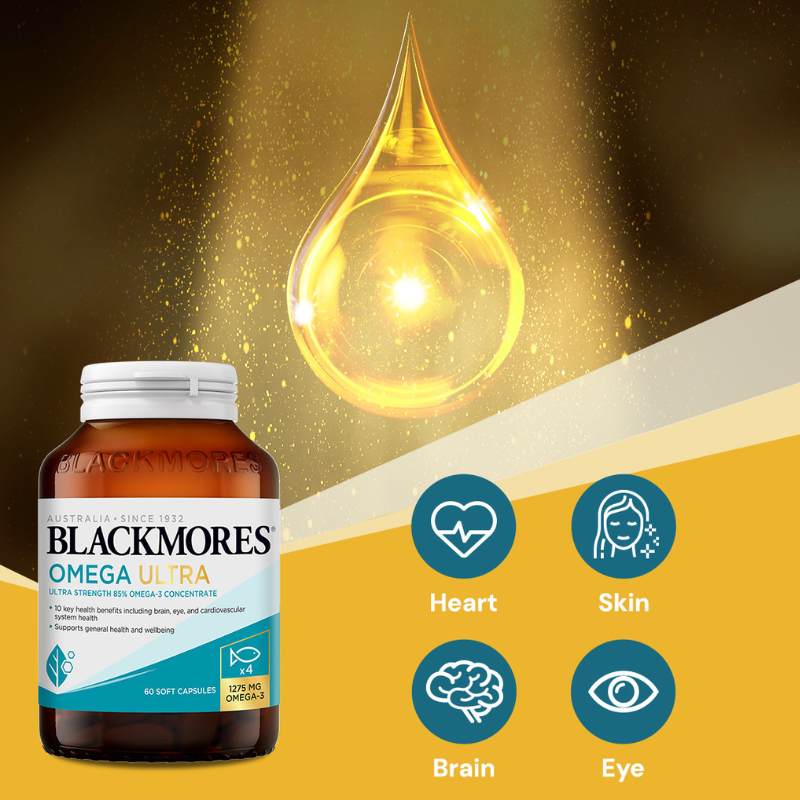 Blackmores Omega Ultra 60 Capsules high strength omega-3 fish oil dietary supplement with EPA and DHA