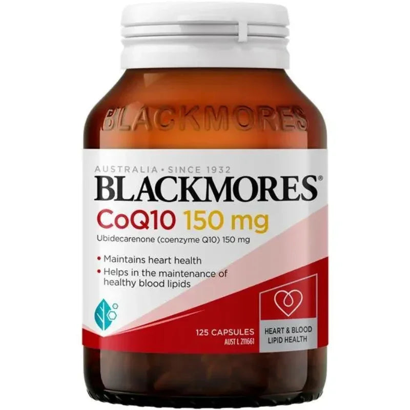 Blackmores Q10 150mg 125 Tablets coenzyme Q10 dietary supplement containing ubidecarenone