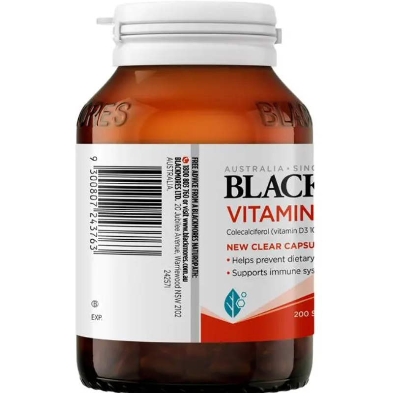 Blackmores Vitamin D3 1000IU 200 Capsules dietary supplement containing colecalciferol for adults