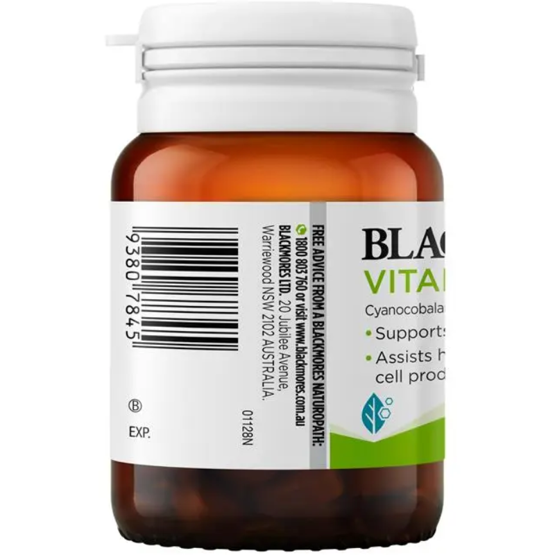 Blackmores Vitamin B12 75 Tablets dietary supplement containing cyanocobalamin for adults