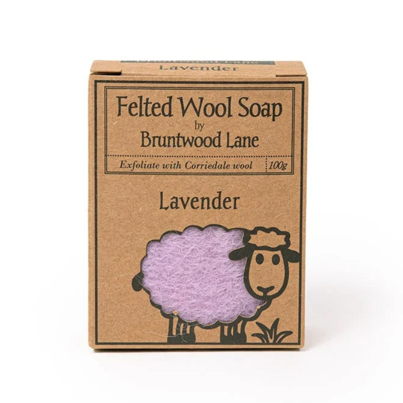 Bruntwood Lane Felted Wool Soap Lavender 100g | Natural Exfoliating Soap