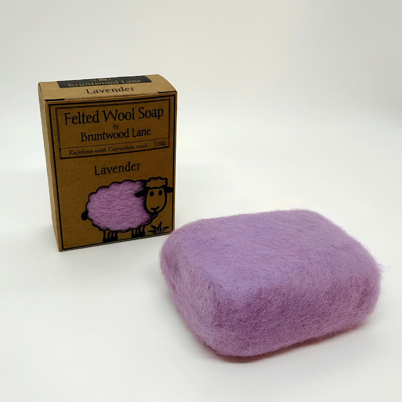 Bruntwood Lane Felted Wool Soap Lavender 100g | Natural Exfoliating Soap