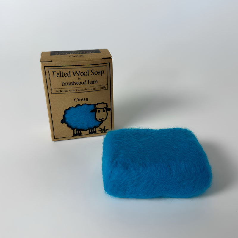 Bruntwood Lane Felted Wool Soap Ocean100g