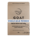 A 1kg package of Coldmeade Farm Whole Milk Powder for goats, presented in a brown kraft paper stand-up pouch on a solid white background.