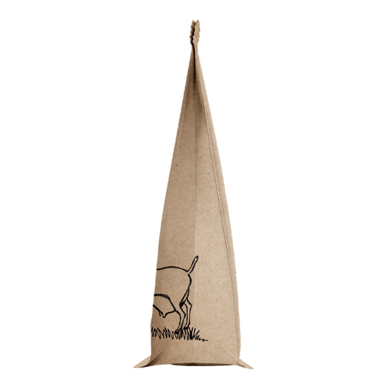 A tall, pointed kraft paper bag with a simple black line drawing of a goat on a plain white background.
