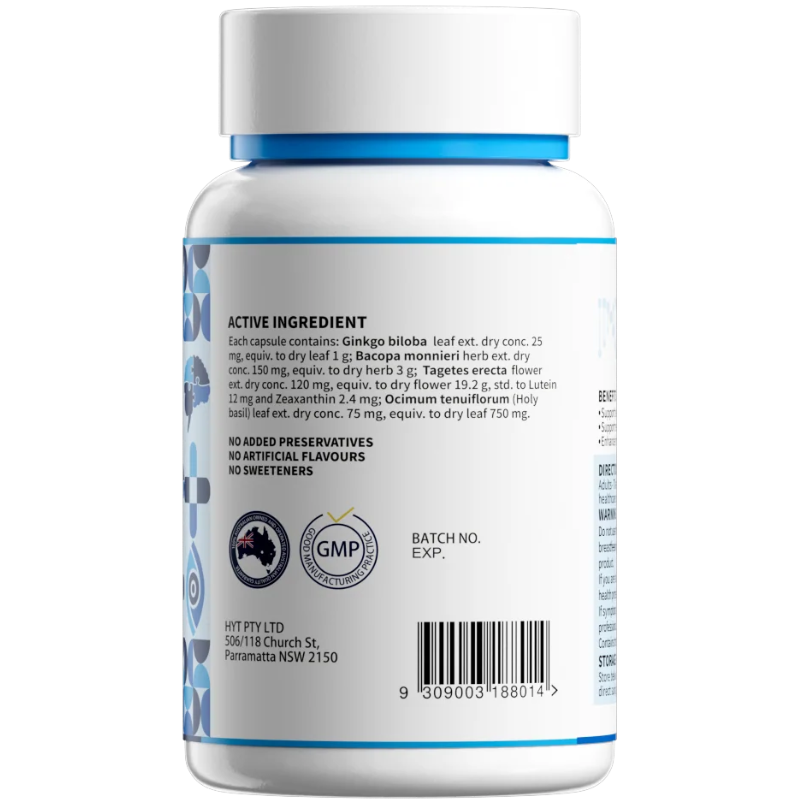 CareVoice Eye & Brain Capsules 60 Capsules dietary supplement bottle for daily eye and brain nutritional support
